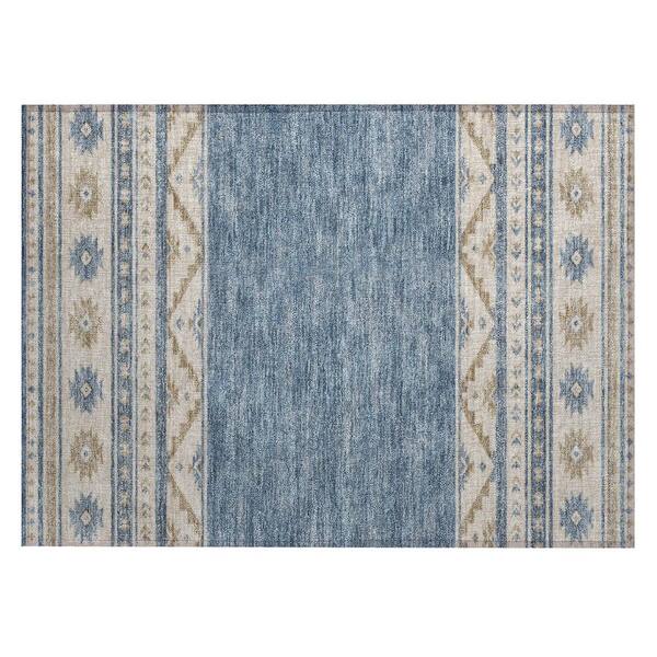 Chantille Machine Washable Indoor/Outdoor Abstract ACN3075 Denim 2 ft. x 3 ft. Accent Rug