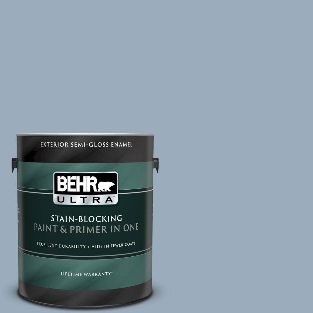BEHR ULTRA 1 gal. 560F4 Russian Blue SemiGloss Enamel Exterior Paint and Primer in One585401