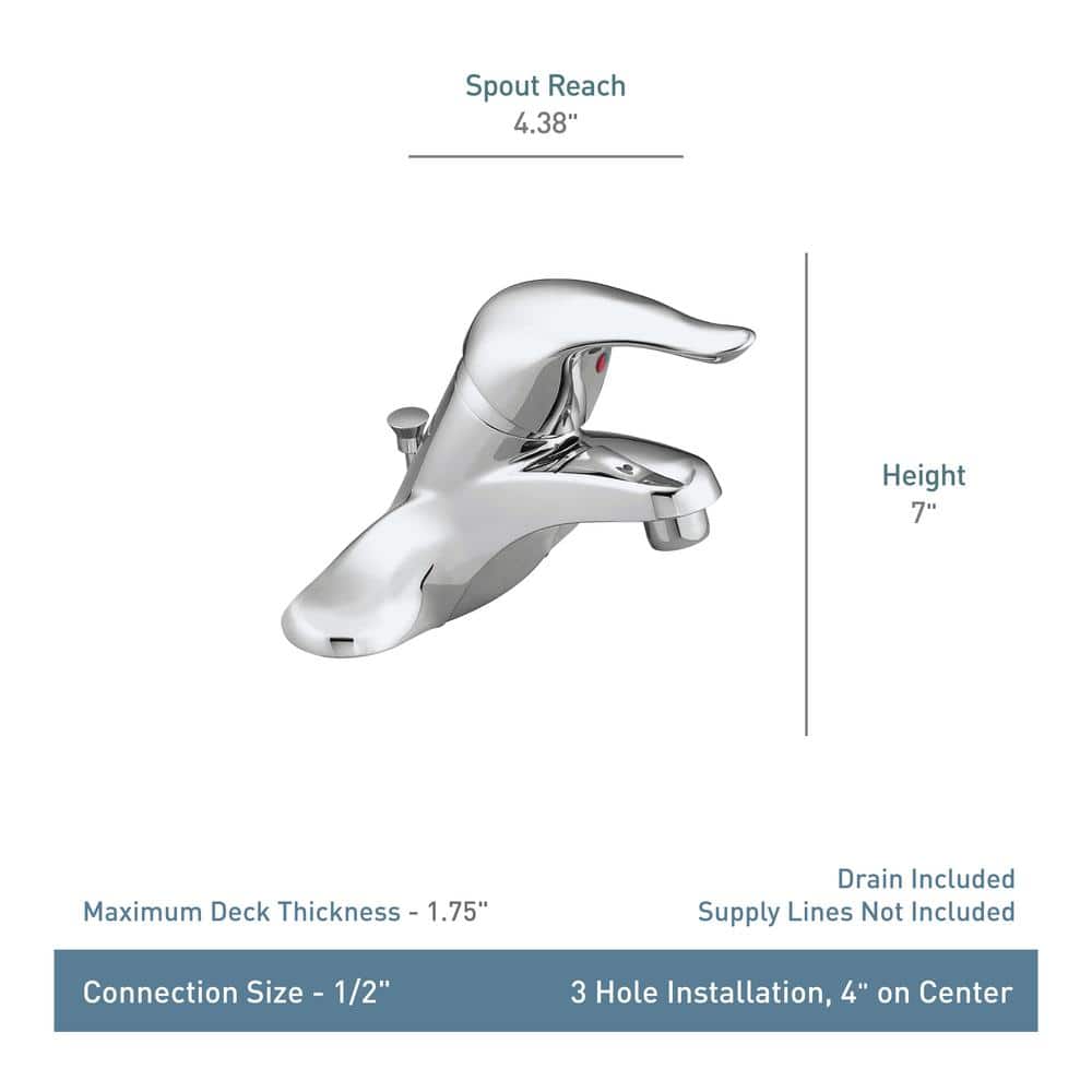 Chrome Centerset Single-Handle Bathroom Faucet with Diverter