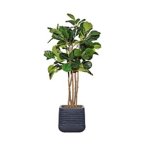 Vintage Home Artificial Faux Fig Tree 68 in. Large Fake Plant Real Touch with Eco Planter