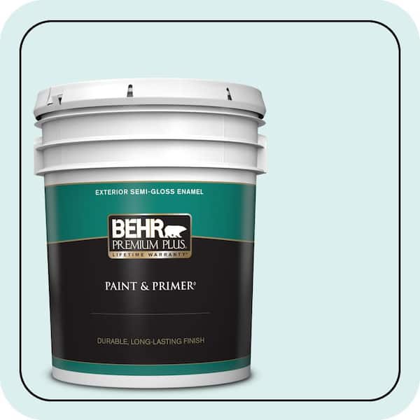 BEHR PREMIUM PLUS 5 gal. #520C-1 Spring Rain Semi-Gloss Enamel Exterior Paint & Primer