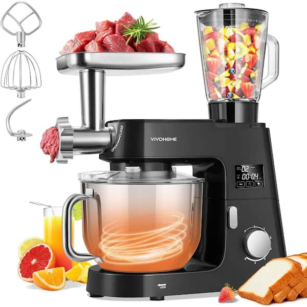 VIVOHOME 7.5 qt. 6-Speed Black 9 in 1 Stainless Steel