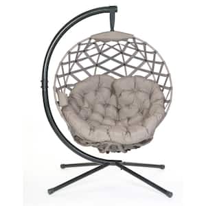 Crossweave 66 in. x 45 in. Free Standing Hammock Chair Cushion Included with Stand in Sand