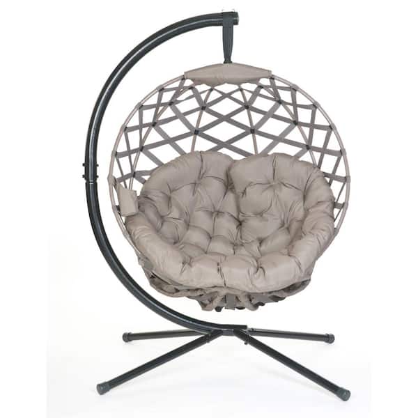 FlowerHouse Crossweave 66 in. x 45 in. Free Standing Hammock Chair Cushion Included with Stand in Sand