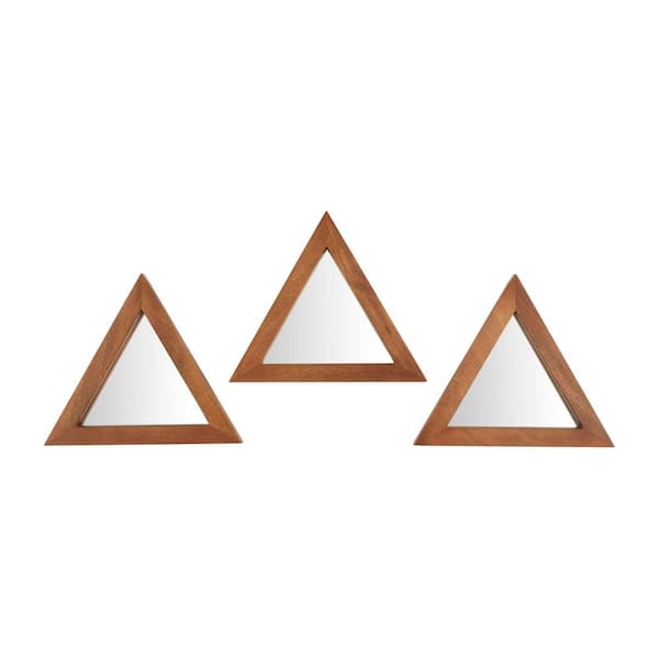 StyleWell Small Triangle Brown Art Deco Accent Mirror Set of 3 (10 in
