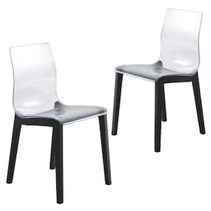 Marsden Modern Plastic Dining Chair with Beech Legs for Kitchen and Dining Room (Set of 2) (Black)