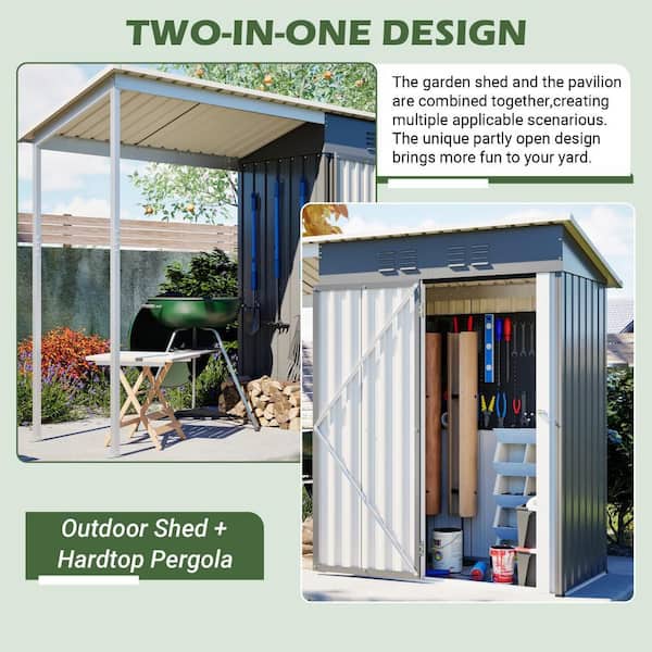 Gray 5 ft. W x 3 ft. D Waterproof Galvanized Steel Garden Outdoor