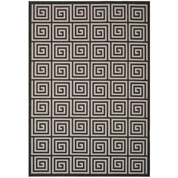 SAFAVIEH Beach House Light Gray/Charcoal Doormat 2 ft. x 4 ft. Fretwork Indoor/Outdoor Area Rug