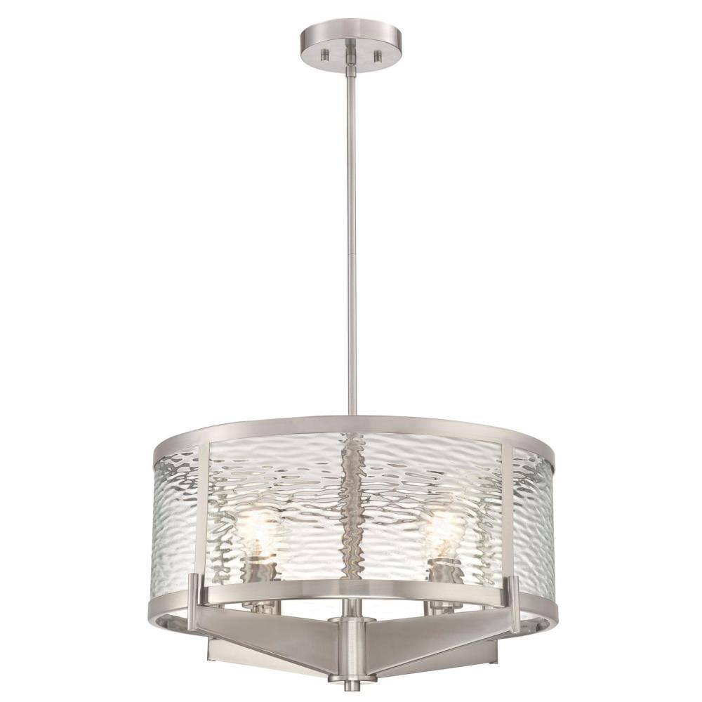Westinghouse Branston 4 Light Brushed Nickel Chandelier With Clear Water Glass Drum Shade 6368200 The Home Depot Light Brushed Nickel Chandelier, Bernardston 10 Light Crystal Chandelier