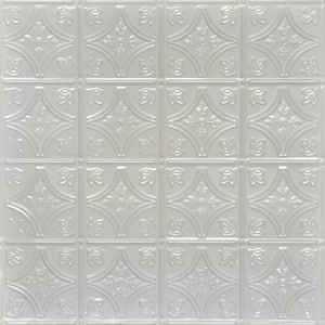 Tiny Tiptoe Eggshell White 2 ft. x 2 ft. Decorative Lay-in Tin Ceiling Tile (48 sq. ft./Case)