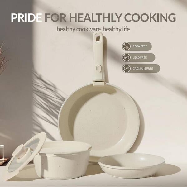 Anqtovp 8-Piece Non-Toxic Ceramic Cookware Set with Removable