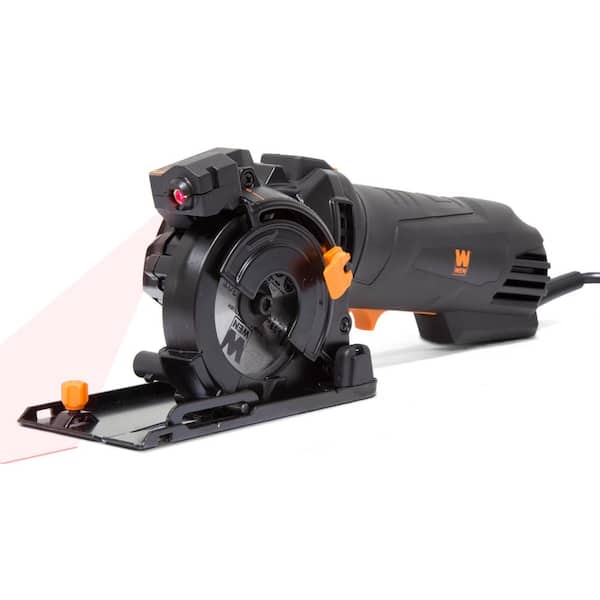 WEN 36704 4.2 Amp 3-3/8 in. Plunge Cut Compact Circular Saw with Laser, Carrying Case, and 3-Blades - 3