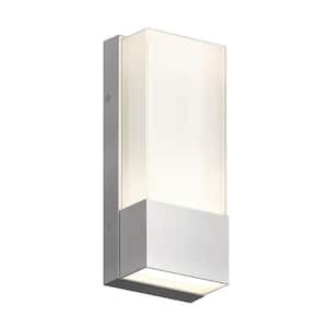 Dixon Chrome Modern 3 CCT Integrated LED Outdoor Hardwired Garage and Porch Light Lantern Sconce