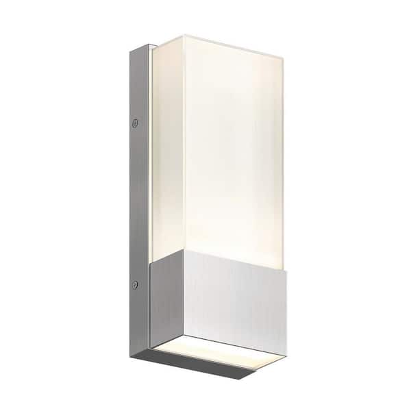 Dixon Chrome Modern 3 CCT Integrated LED Outdoor Hardwired Garage and Porch-Light Lantern Sconce