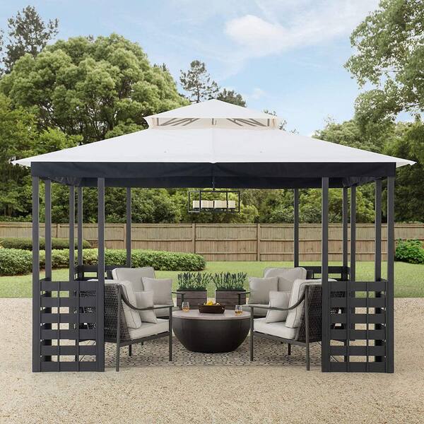Sunjoy Brook Park 11 ft. x 13 ft. White Canopy Roof 2-tier