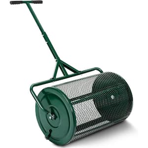 24 in.Compost Peat Moss Spreader, Heavy-Duty Metal Mesh Spreader with Adjustable Handle in Green