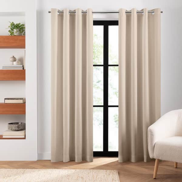 Elrene Cairo Taupe Solid Polyester 52(in)x95(in) Grommet Top Room Darkening Curtain Panels, Set of 2