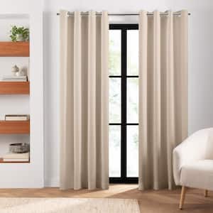 Cairo Taupe Solid Polyester 52(in)x95(in) Grommet Top Room Darkening Curtain Panels, Set of 2
