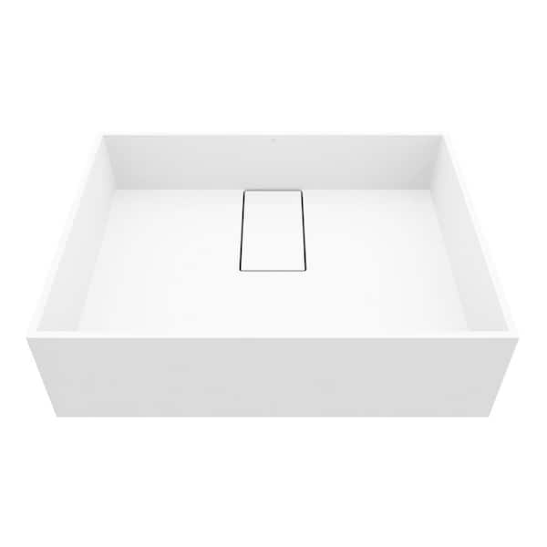 Bryant Modern White Matte Stone 17 in. L x 13 in. W x 5 in. H Rectangular Vessel Bathroom Sink