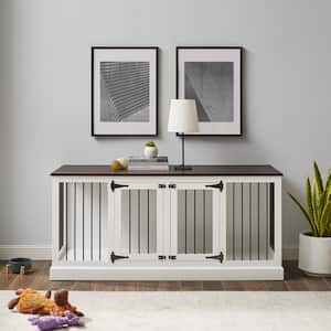 Winslow 65 in. White Standard Rectangle Wood Top Credenza with Pet Storage
