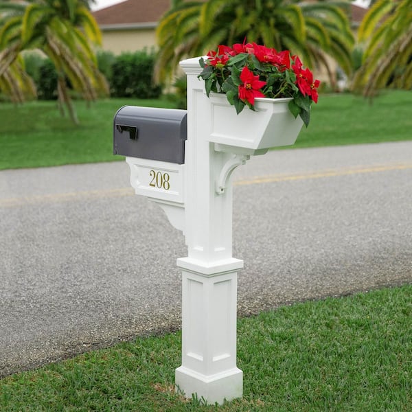 Signature Plus Decorative Polyethylene Mailbox Post, White