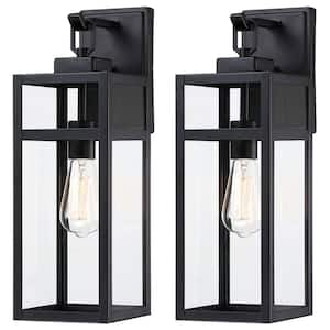 17.99 in. 1-Light Black Outdoor/Indoor Wall Sconce Fixture With Clear Shade