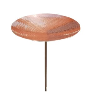 16 in. Dia Polished Copper Plated Stainless Steel Birdbath Bowl with Stake