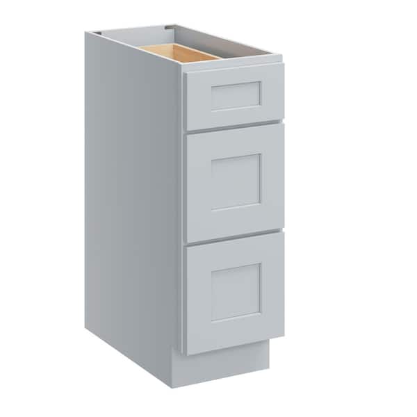 12 in. W x 24 in. D x 34.5 in. H Plywood Ready to Assemble Floor Base Kitchen Cabinet in Dove Grey with 3 Drawers