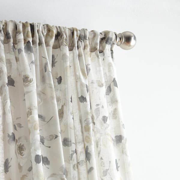 MARTHA STEWART Annabelle Sheer Poletop Panel Linen - 50 in. W x 84 in ...