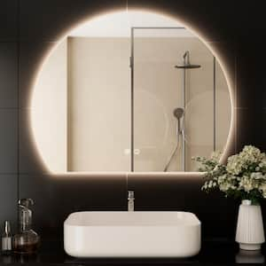 40 in. W x 32 in. H Arched Frameless 3 Colors Dimmable Frontlit&Backlit LED Anti-Fog Wall Mount Bathroom Vanity Mirror