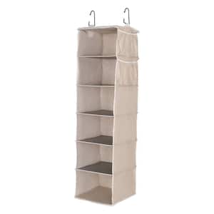 WeThinkStorage Six Shelf Fabric Hanging Shelving Unit Closet Organizer, 12 in. W x 42 in. H x 12 in. D, Sandstone