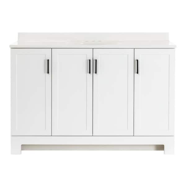 Oakley 49 in. Single Sink White Bath Vanity with White Cultured Marble Top (Assembled)