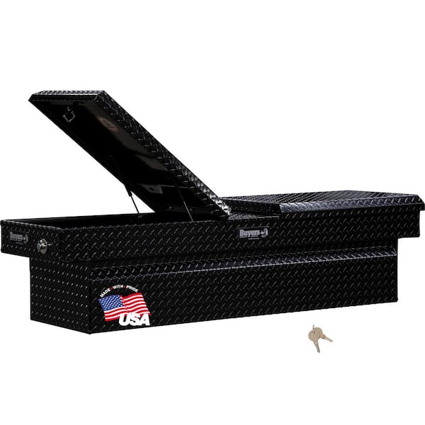BUYERS PRODUCTS 18 in. x 20 in. x 71 in. H Black Diamond Tread Aluminum Crossover Gull Wing Truck Tool Box
