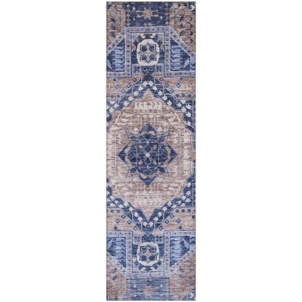 Mayfield Premium Machine Washable Abstract AMF1924 Brown 2 ft. x 7 ft. Runner Rug