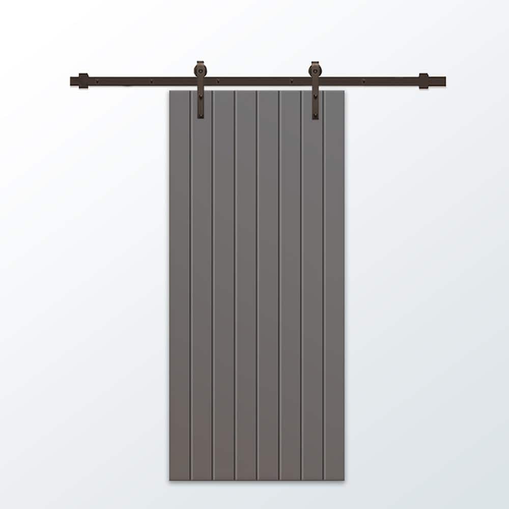 42 in. x 96 in. Light Gray Painted Composite MDF Paneled Interior Sliding Barn Door with Hardware Kit price history on PriceWatchPro
