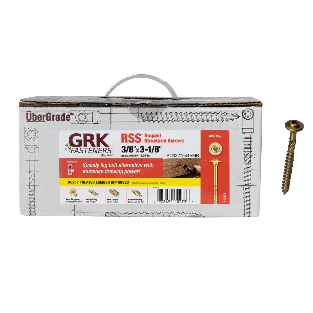 GRK Fasteners 3/8 in. x 3 1/8 in. Star Drive Low Profile Washer Head RSS Structural