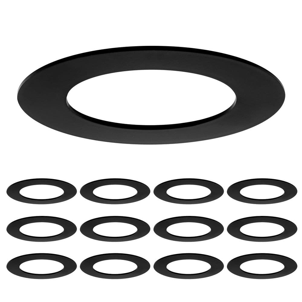 4 in. Goof Rings for Recessed Lights, Can or Canless Downlight Trim Ring, Black (12-Pack) price history on PriceWatchPro