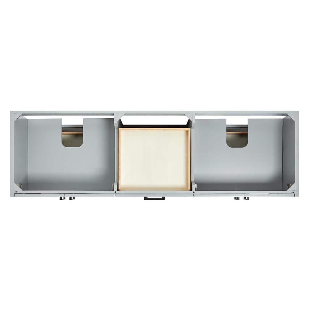 Gray Double Sink Freestanding Bathroom Vanity with Marble Top