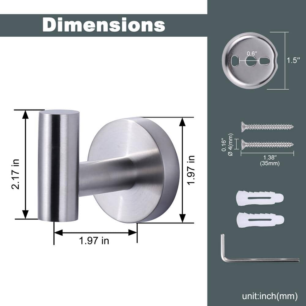 Brushed Nickel Wall Mounted J-Hook Towel Hooks (4-Pack)