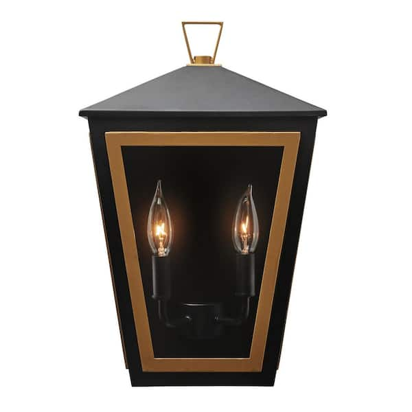 Home Decorators Collection Lampson 16 in. 2-Light Black with Gold