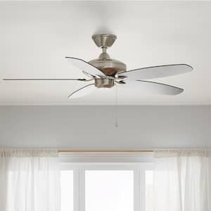 Renew 52 in. Indoor Brushed Stainless Steel Dual Mount Ceiling Fan with Pull Chain