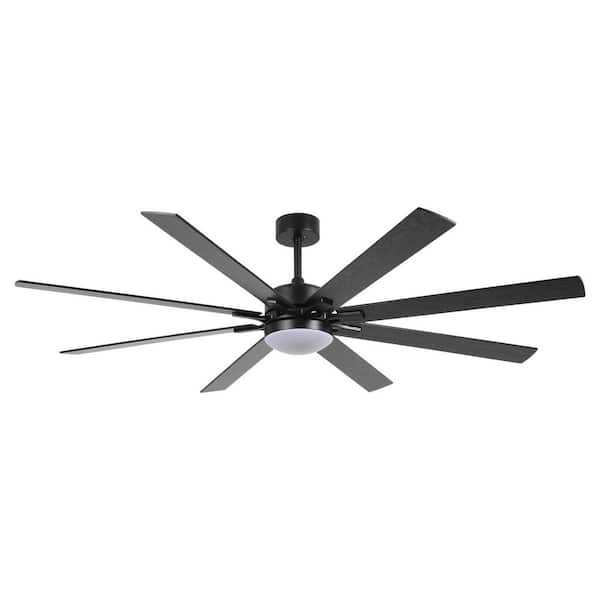 72 in. Black Indoor Ceiling Fan with Light Remote Control, Quiet DC Motor 8 Blade Ceiling Fans 6 Speed Levels