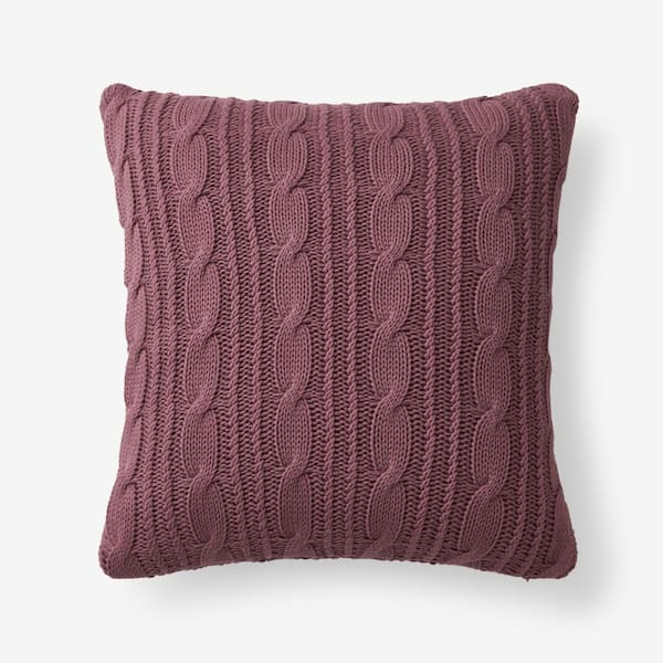The Company Store Chunky Cable Knit Rose 20 in. x 20 in. Throw Pillow Cover