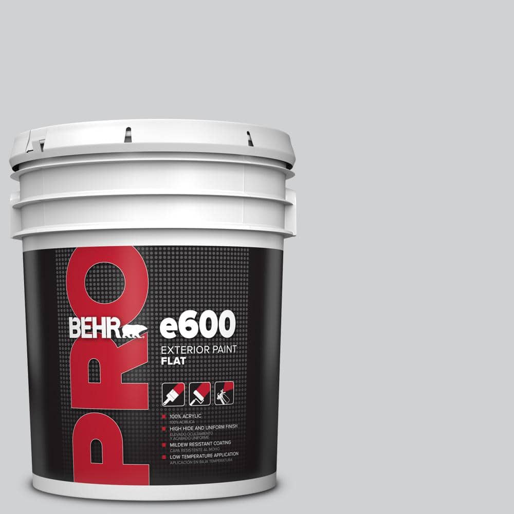 BEHR PRO 5 gal. #N510-1 Silver Shadow Flat Exterior Paint PR61005 - The  Home Depot