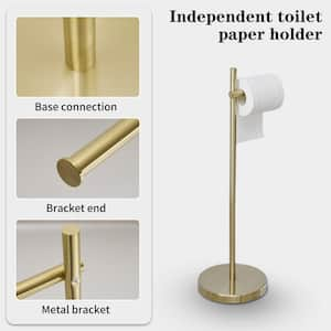 Round Freestanding Toilet Paper Holder in Brushed Gold