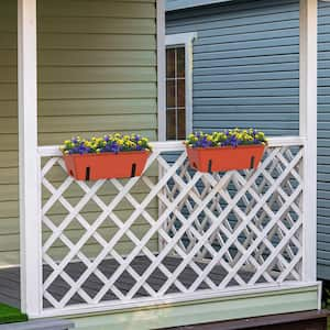 Hanging Flowerpots for Balustrades Plastic Window Planter Holder with Removable Hooks, Black and Red (2-Pieces)