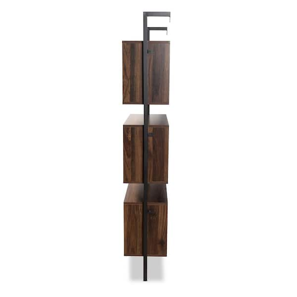 Baxton Studio Aldis Walnut Brown and Black Decorative Wall Shelf