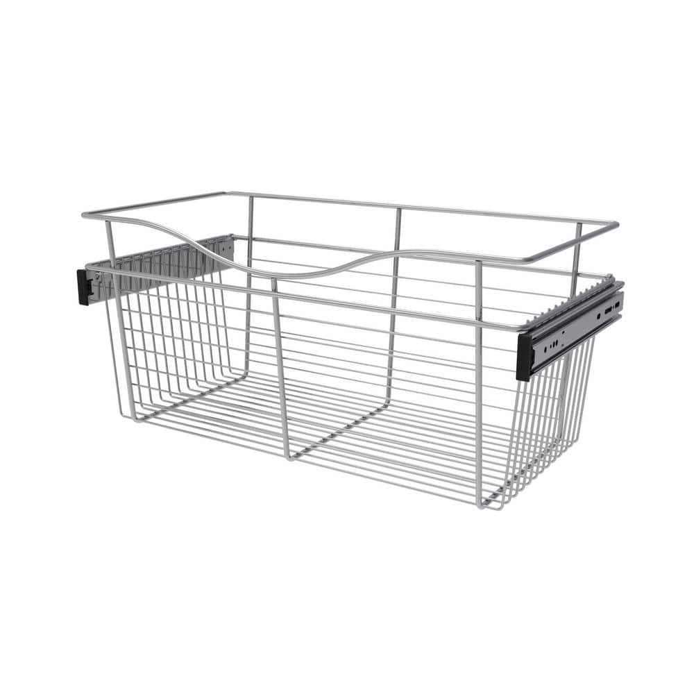 Rev-A-Shelf CB-241411SN-3, Pull-Out Wire Closet Basket, 24 W x 14 D x 11 H,  Satin Nickel