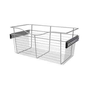 11 in. H x 24 in. W Chrome Steel 1-Drawer Wide Mesh Wire Basket