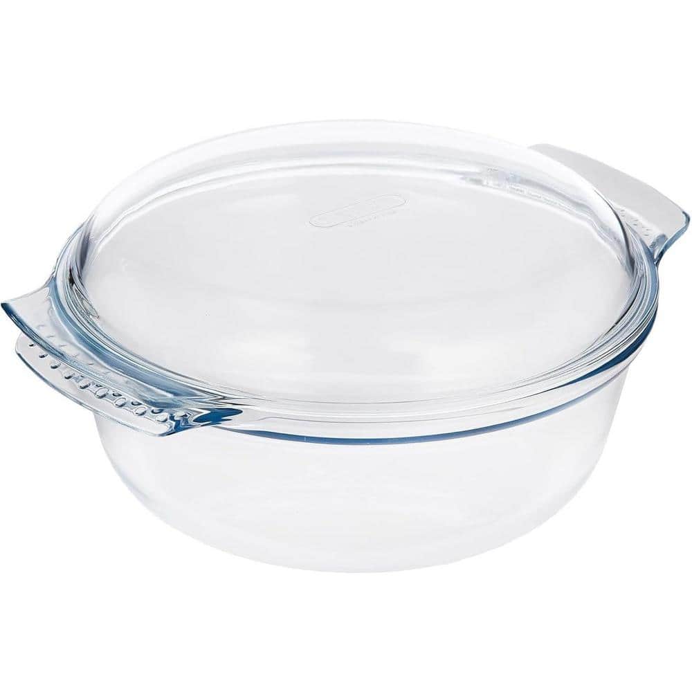4.9-Liter Glass Multicolor Round Casserole Dish with Lid